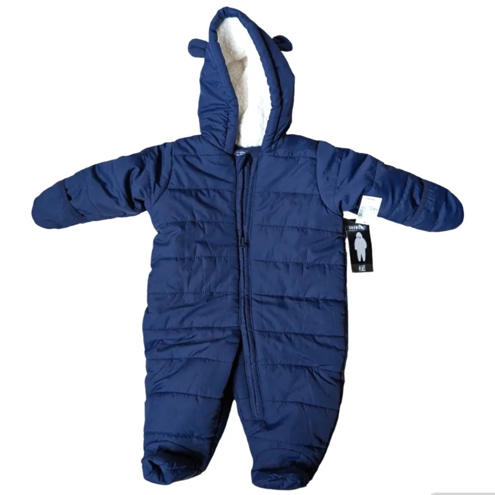 The Children's Place 3-6 Month Old Baby Snow Suit Fleece Lined Teddy Bear Ears